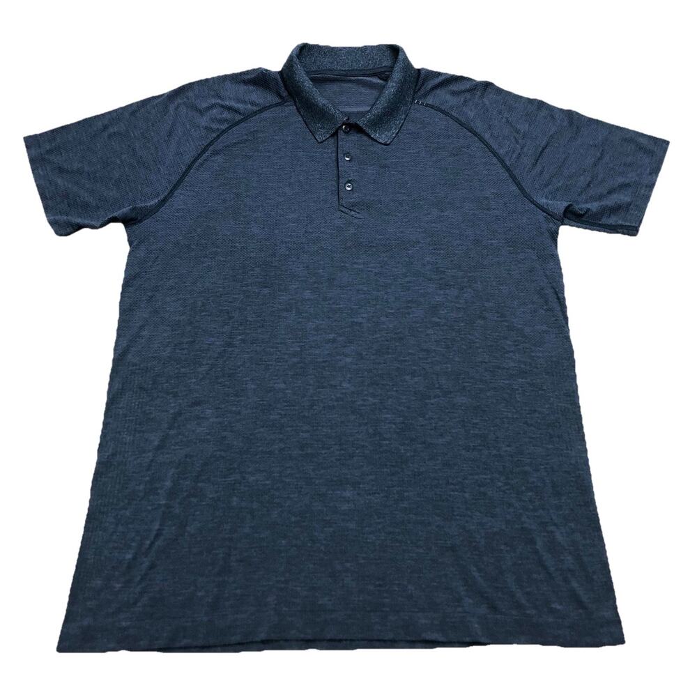 Lululemon Metal Vent Tech Polo Shirt Mens XL Performance Short Sleeve Blue - Picture 1 of 6